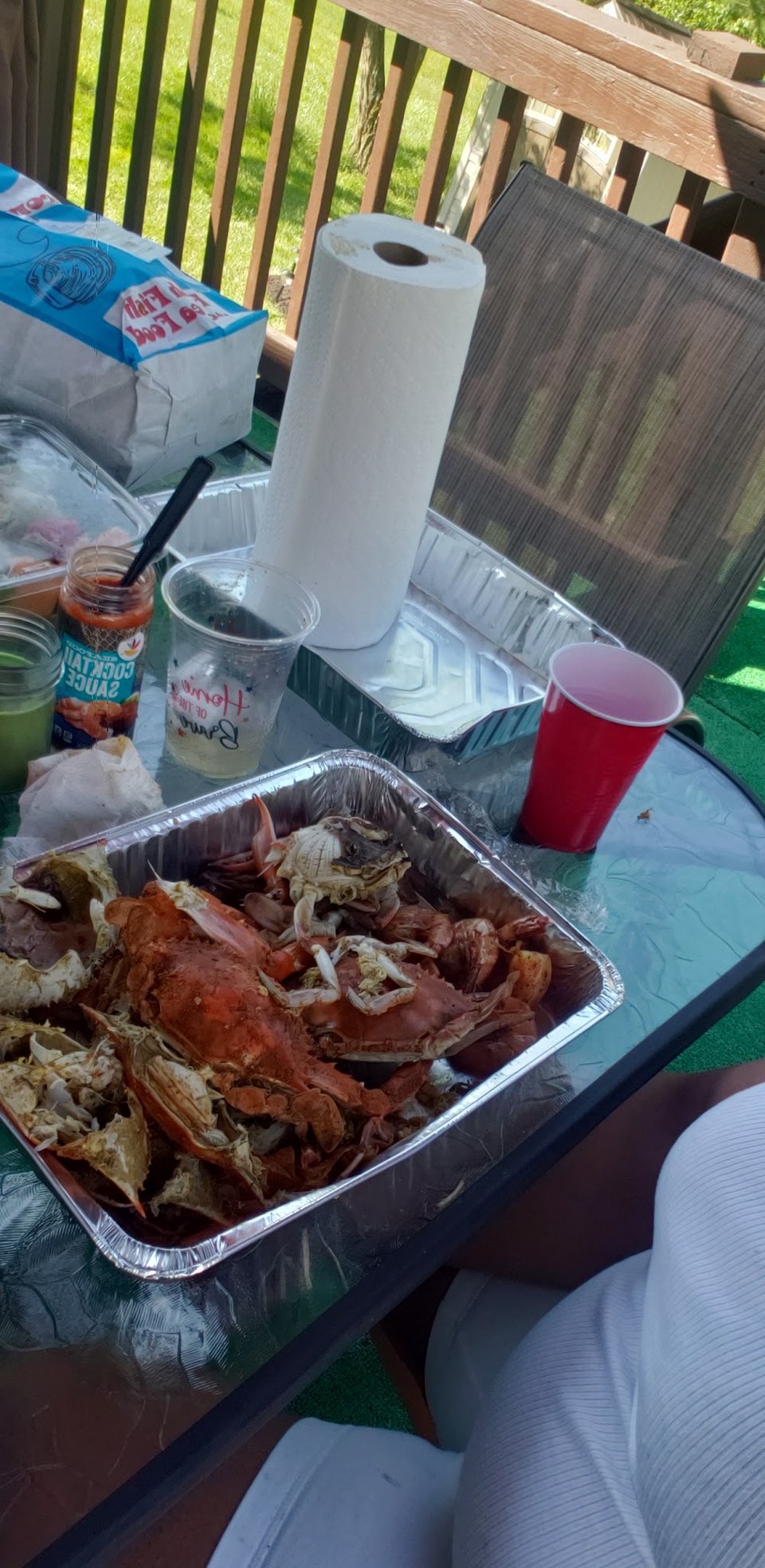 Menu board with crab house selections.