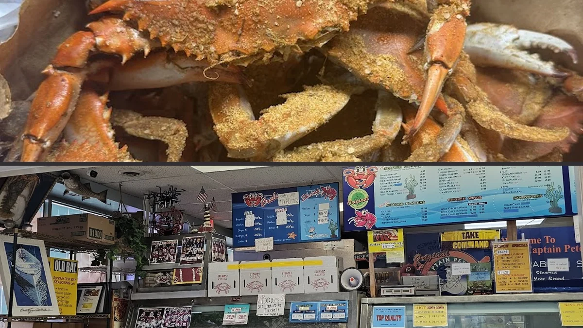 Seafood platters on a restaurant table.